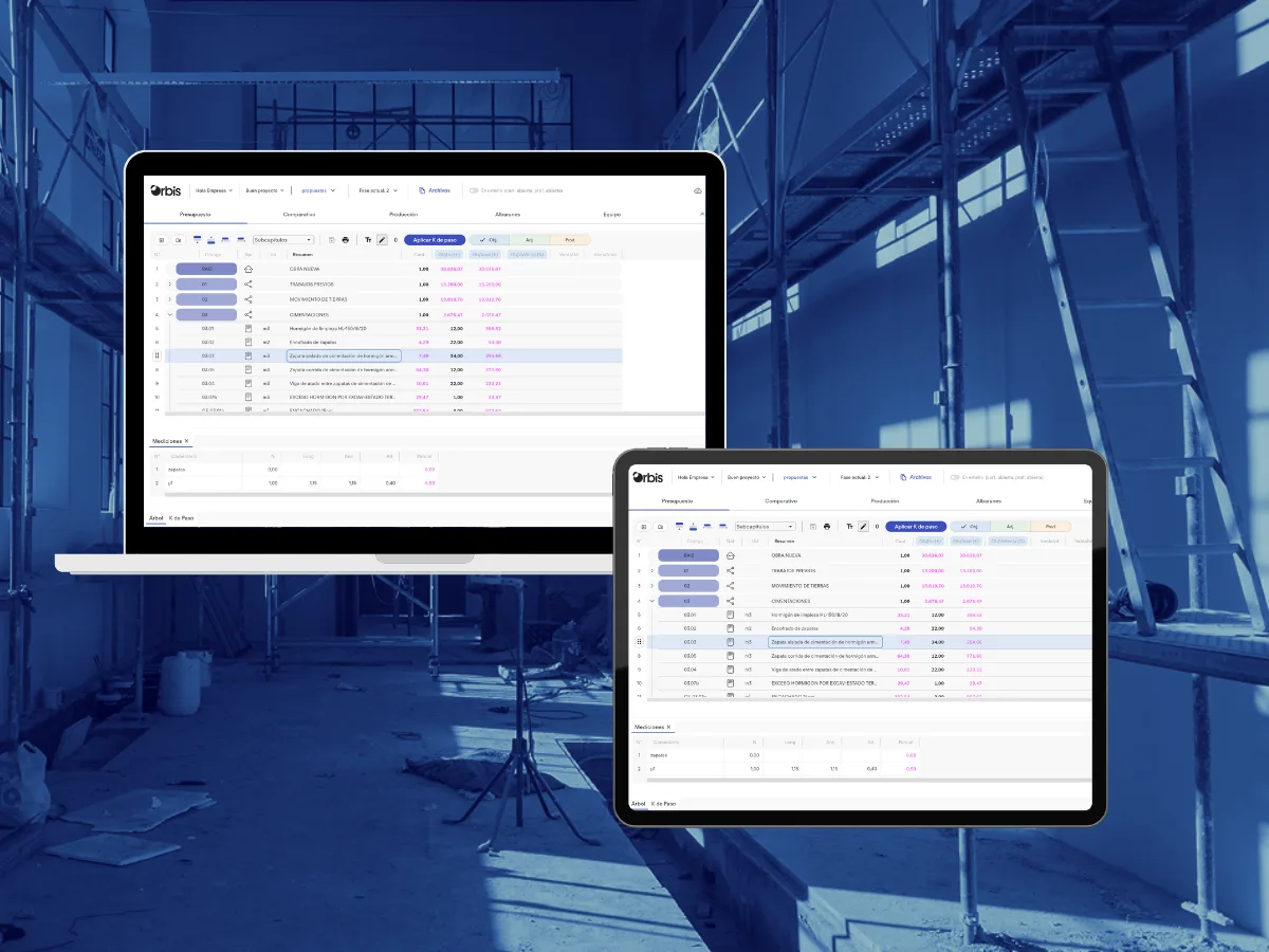 Pantalla de ORBIS, software de gestión de obra desarrollado por TreeSolutions